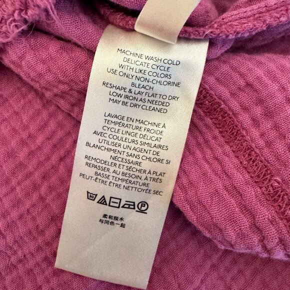 Free People Beach Day Magenta Frayed Hem Henley Pullover Top Oversized Small - Picture 6 of 11